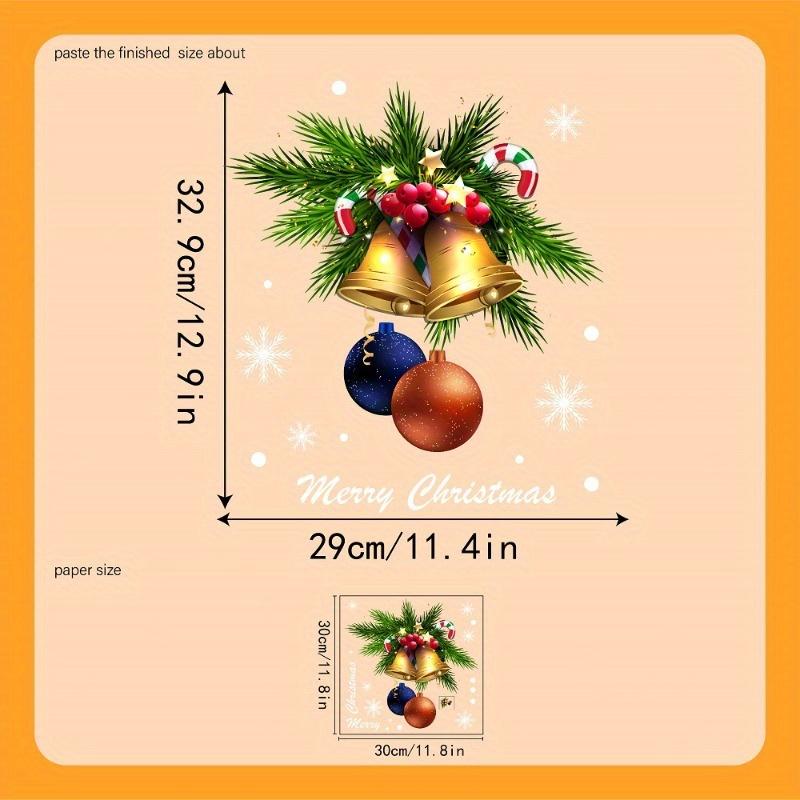 1pc/2pcs Reusable Static Cling Christmas Window Stickers Golden Bells Red Berries Snowflakes Merry Christmas Stickers Room Decor
