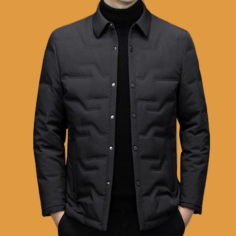 

Men s Midlife Lapel Jacket - Autumn/Winter Thick & Warm Dad Style Cotton Coat 2XL [125-145 kg]