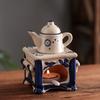 3 in 1 Vintage Reed Diffuser Essential Oil Incense Burner Ceramics Tea Warmer Set with Candle Holder Tray Home Decor Ornaments