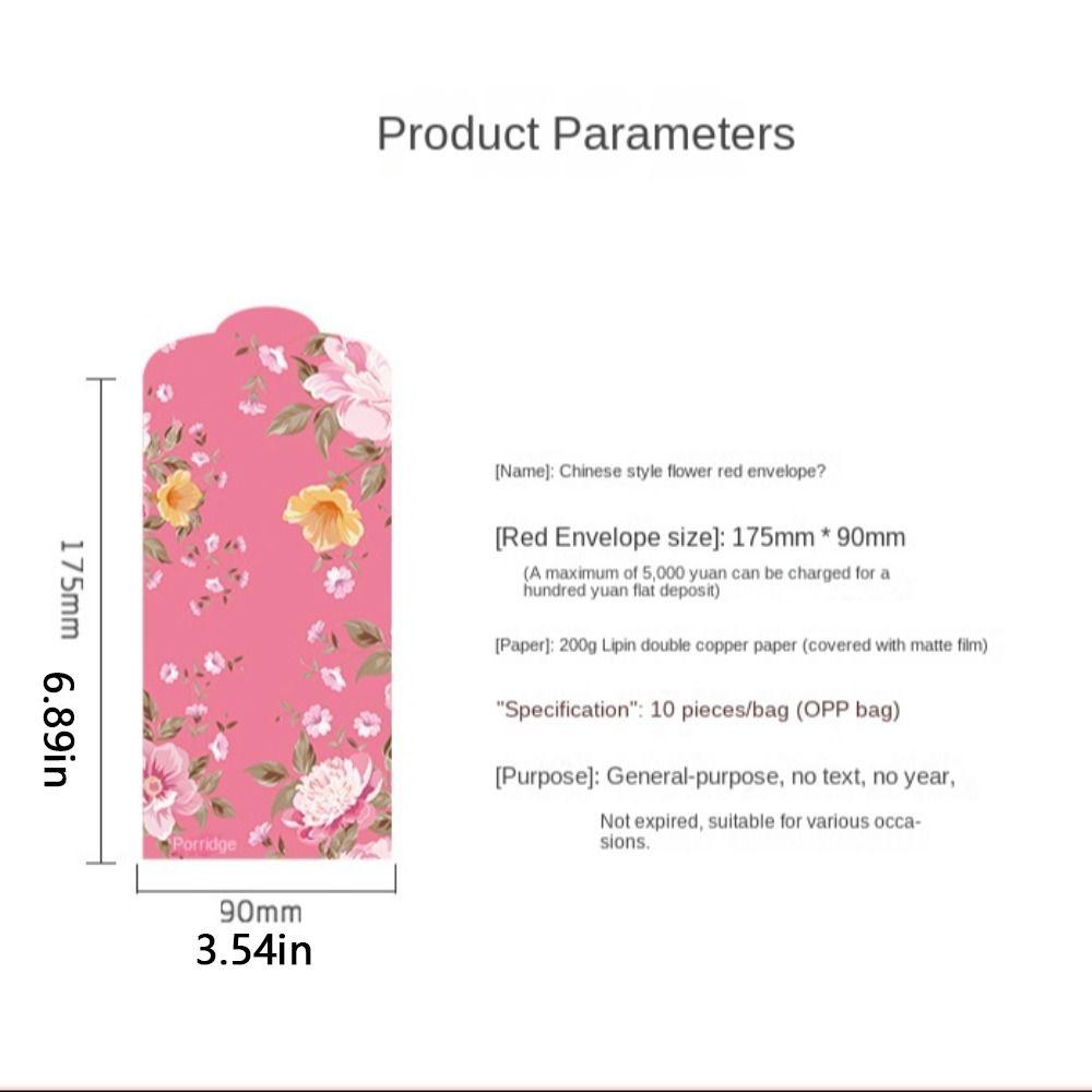 Happy New Year Spring Festival Red Envelopes Best Wishes Flower Blessing Bag Traditional Lucky Hong Bao Party Gifts