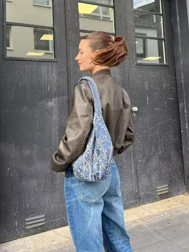 Y2KPU Slim Fit Stand Collar Biker Bomber Jacket - 2023 Autumn Collection