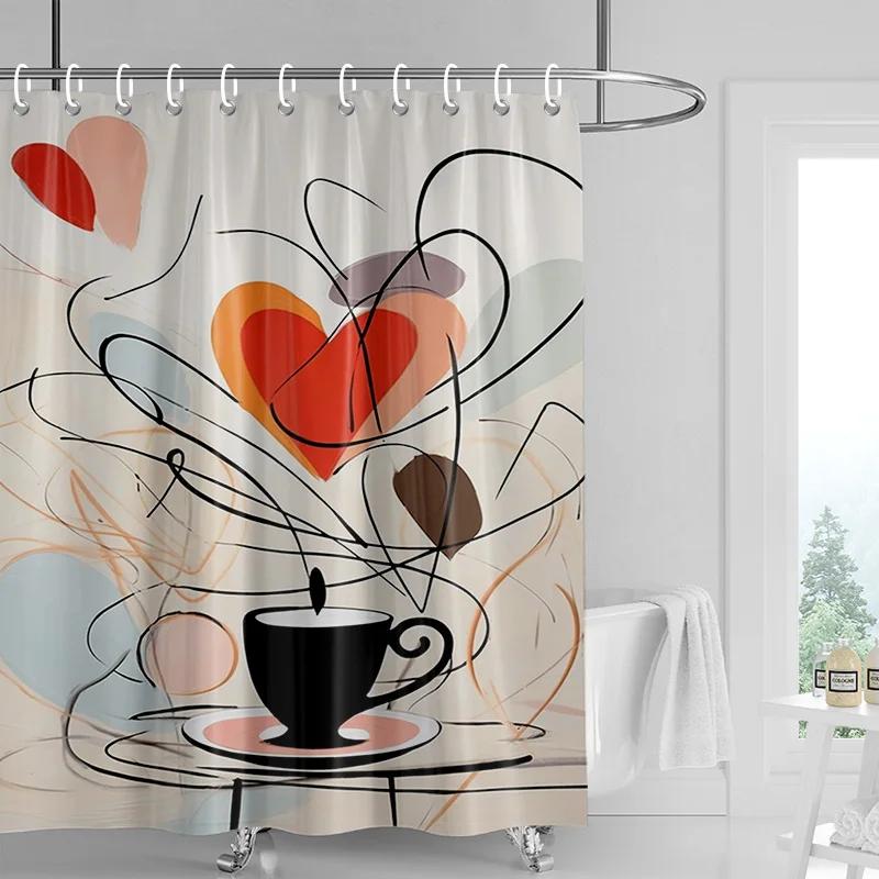 

Abstract Art Illustration Bathroom Shower Curtain Waterproof Fabric Modern Nordic Bathroom Curtain Shower Curtain 180X200Cm W60H190(CM)-1 Pcs