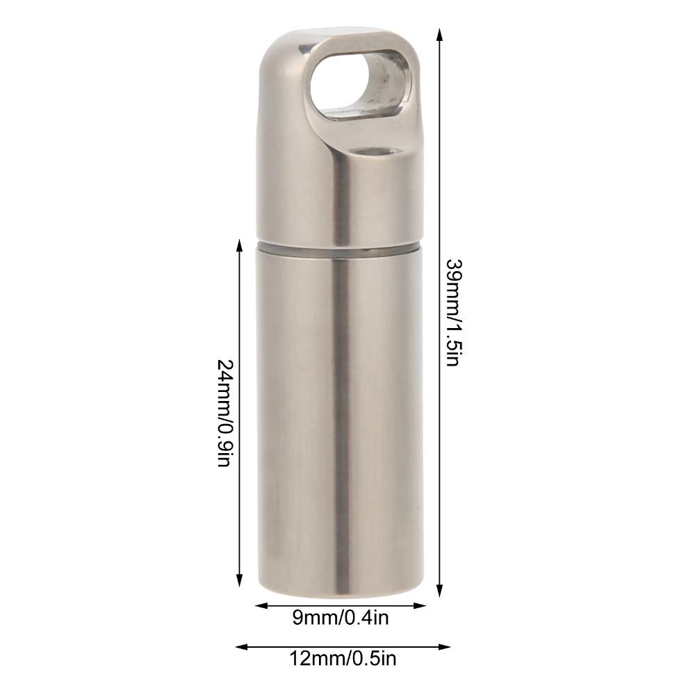 2 Pcs Mini Waterproof Pill Case Stainless Steel Pill Case Keychain Durable Pill Case  Travelling