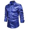 Men's Shines Sequins Long Sleeve Button Down Shirt for Halloween Cosplay 70s Disco Party Dress Shirt