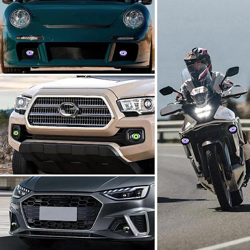 1Set Modified LED Car Dynamic Devil Eyes Lens Lights Headlight Assembly With Remote Control 12V 36V Auto Retrofit Accessorie