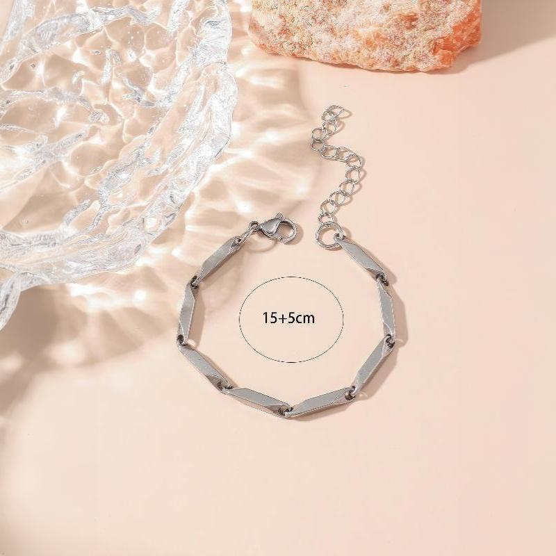 Half-Round Oval Thick Chain Bracelet Stainless Steel Non-Fading Lobster Clasp Vintage Jewelry for Retro Style Enthusiasts
