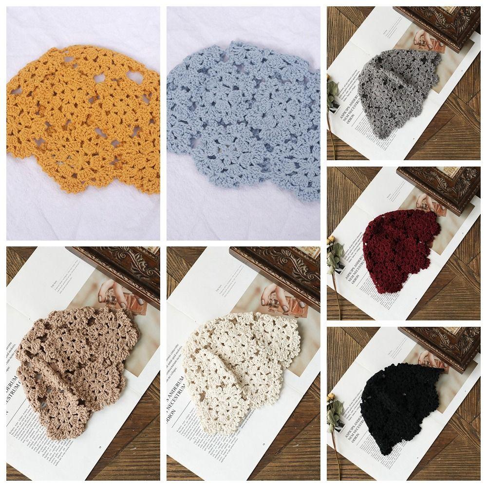 Ethnic Style Hollow Flower Knitted Hat Basin Hat Beanies Casual Crochet Bucket Hat  Girls