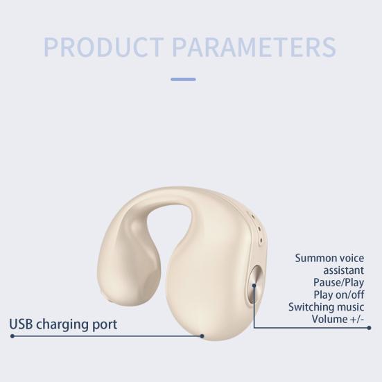 Wireless Earphone IPX7 Connection Noise Reduction Waterproof Rapid Touch Control Ear Clip Type