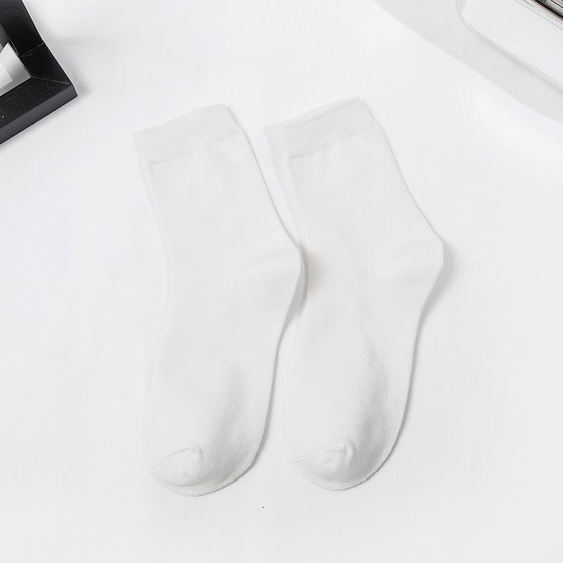 Pair With Loafers And Socks Fashionable And Versatile Black And White Socks Four Seasons Regular Solid Color Cotton Socks, Trendy Student Socks