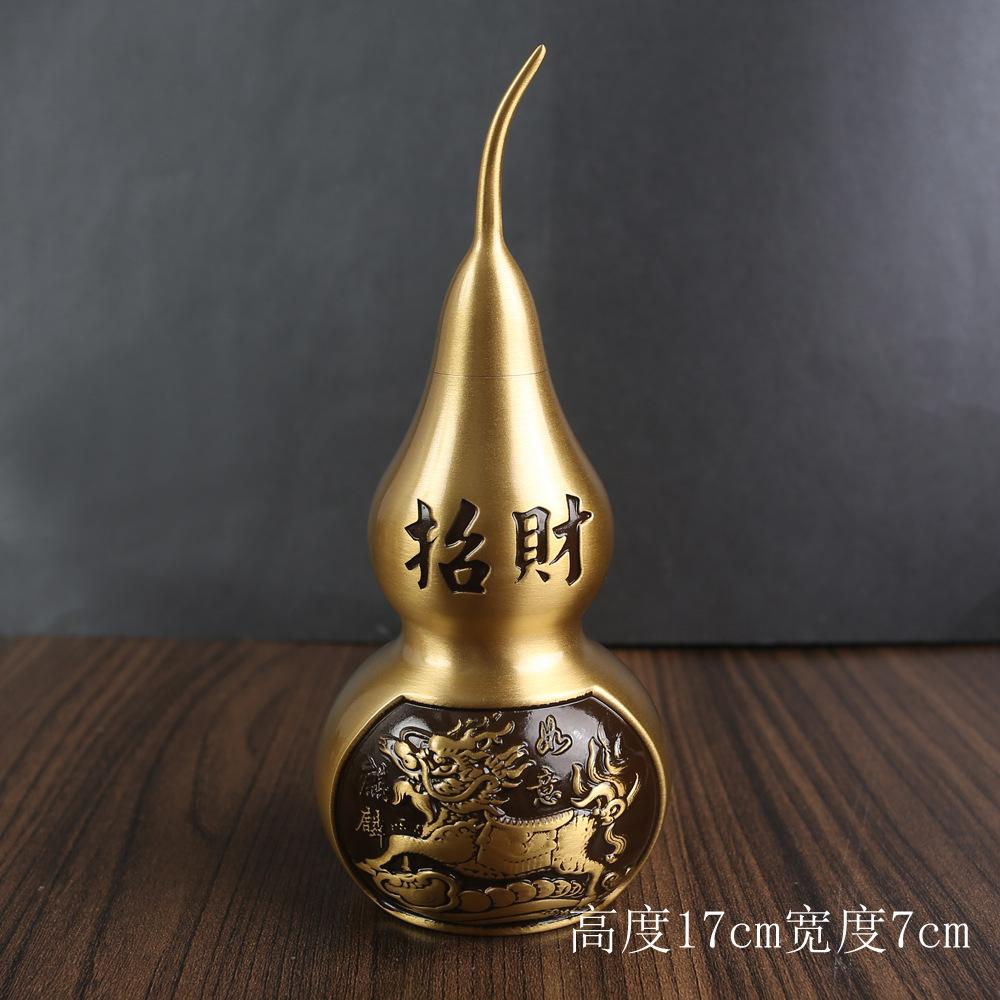 Brass unicorn gourd ornament handicrafts living room opening copper gourd hollow large lucky Nafu gourd