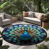 Crystal velvet carpet1pc Peacock Printed pattern Round Area Mat for Living Room, Bedroom, or Dining Room with Simple Design and