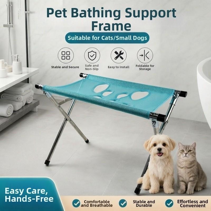 Folding Pet Grooming Hammock Quick Drying with Support Frame Dog Grooming Table Anti-Scratch Adjustable