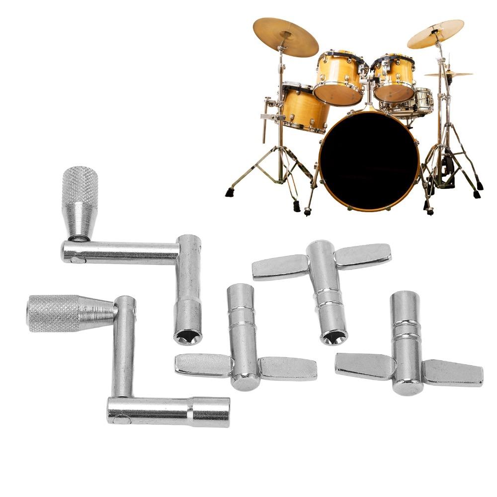 5PCS Silver Drum Tuning Key Metal Percussion Hardware Tool Premium Drum Wrench Set For Drummers