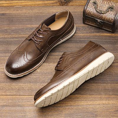 Pánské ležérní kožené společenské boty Pánské klasické retro šněrovací brogue boty Pánské lehké pohodlné venkovní řidičské polobotky