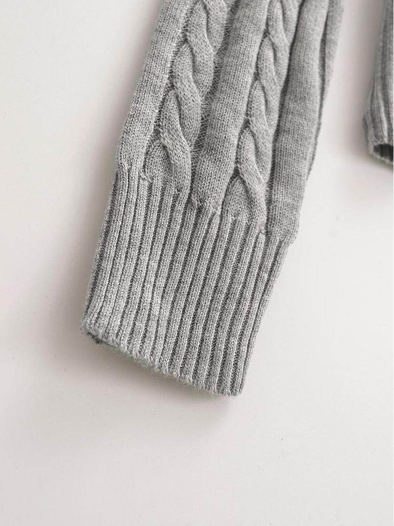 American Girl V-Neck College Style Slim Cable Knit Sweater
