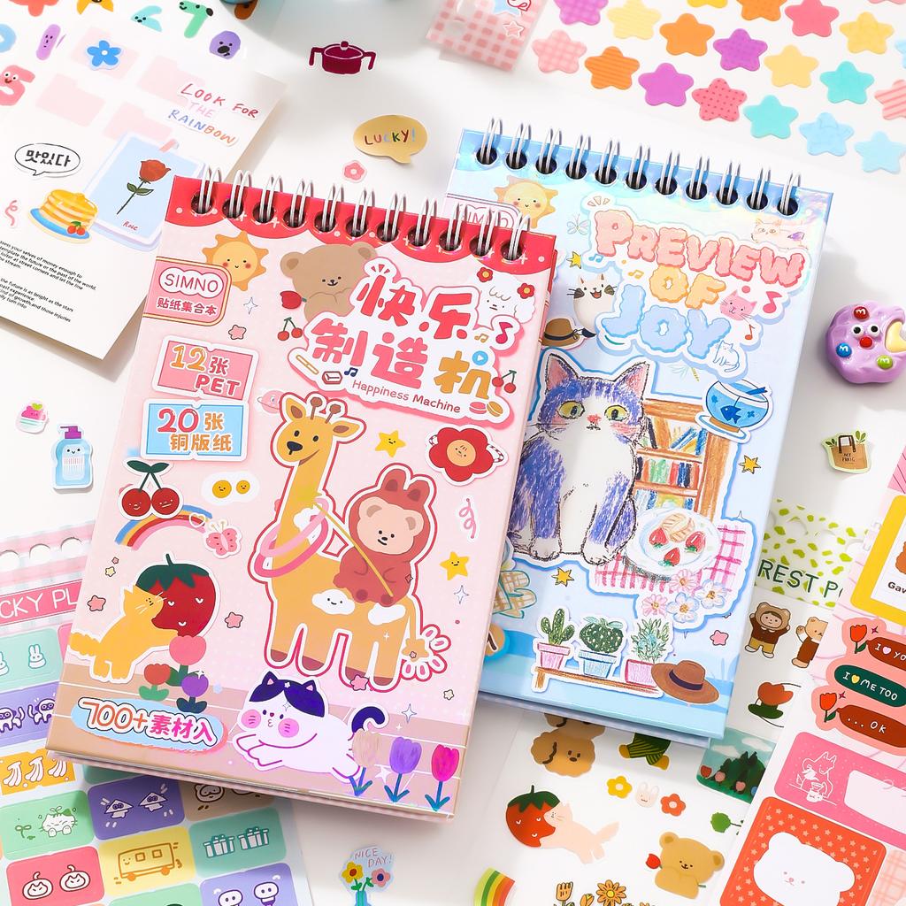 32sheets Cute Stickers Collection Book Kawaii Children's Cartoon Die Cutting Stickers Book Creative Decor DIY Scrapbook Material