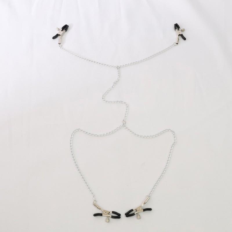 Adjustable Three-Chain Nipple Clamp Adult Sex Toy for Women And Couples with Bells Breast Clip for Enhanced Sensation