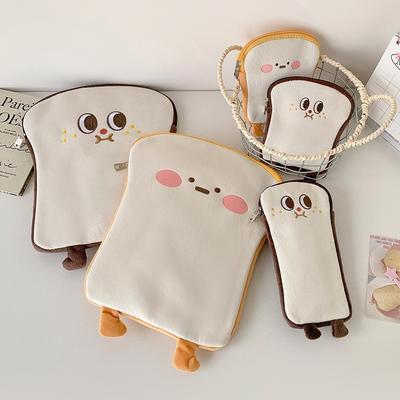 Mignon Sac de Rangement pour Serviettes Hygiéniques Grande Capacité Dessin Animé Sac à Crayons Toast Sac à Maquillage Multifonction