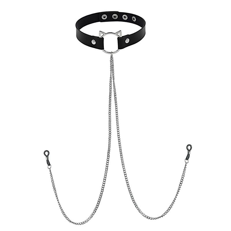1Pc Nippel Ring Mit Choker Halskette Punk Stil Lange Kette Nippel Barbell Piercing Schmuck