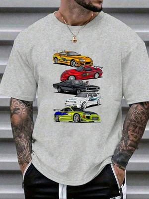 2026 Unisexs Car Enthusiast Print Round Neck Short Sleeve Casual TShirt