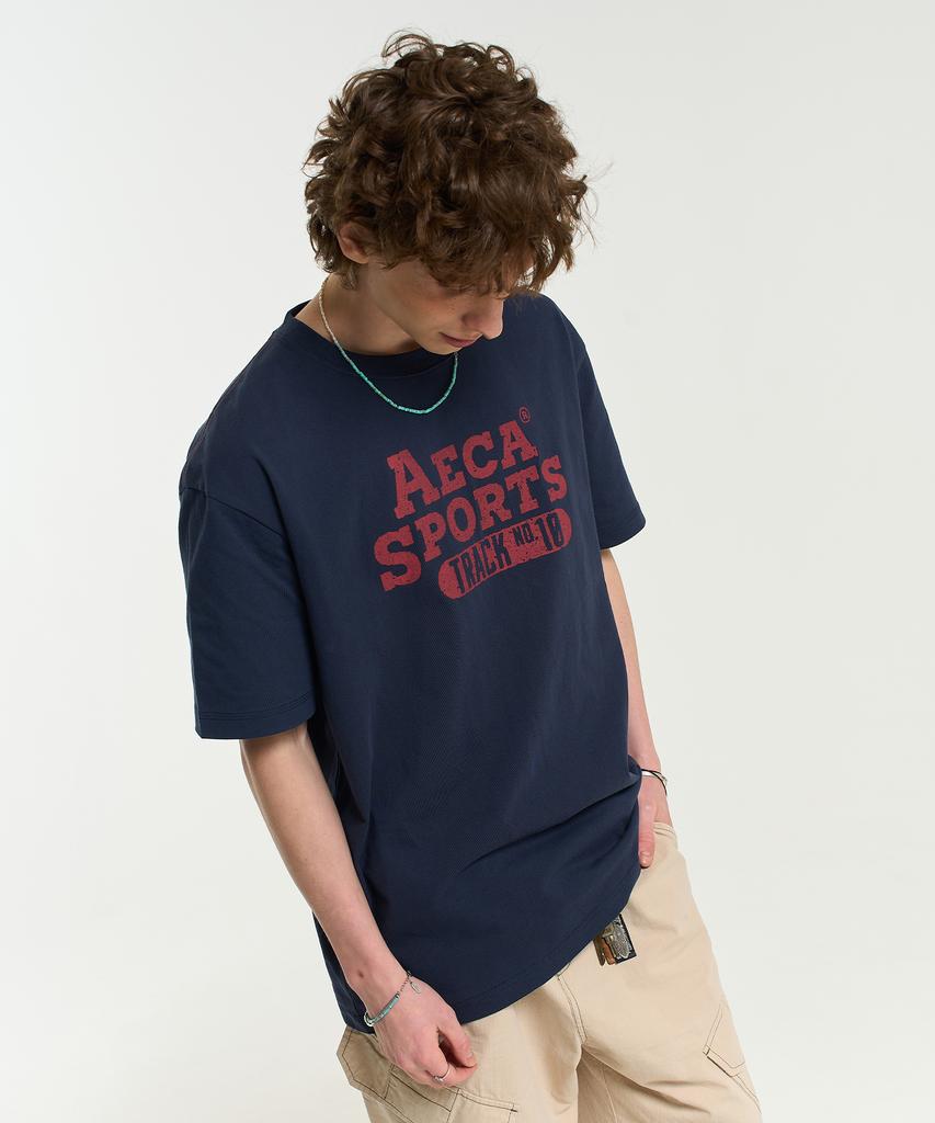 AECA Color Chain Stitch Aeca Sports Half Sleeve Tee-Navy