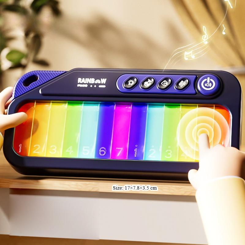 Glowing Rainbow Piano Keyboard Touchscreen Musical Toy with 13 Melodies Portable Electronic Music Toys for Kids Ages 3-6