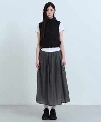 Woman Women'S Sheer Nylon Pleated Long Skirt [Gray]