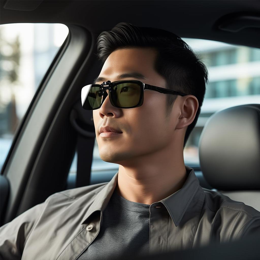 [Br'Guras] Clip-on sunglasses for over eyeglasses, ultra-lightweight, polarized, UV protection, perfect for leisure activities.