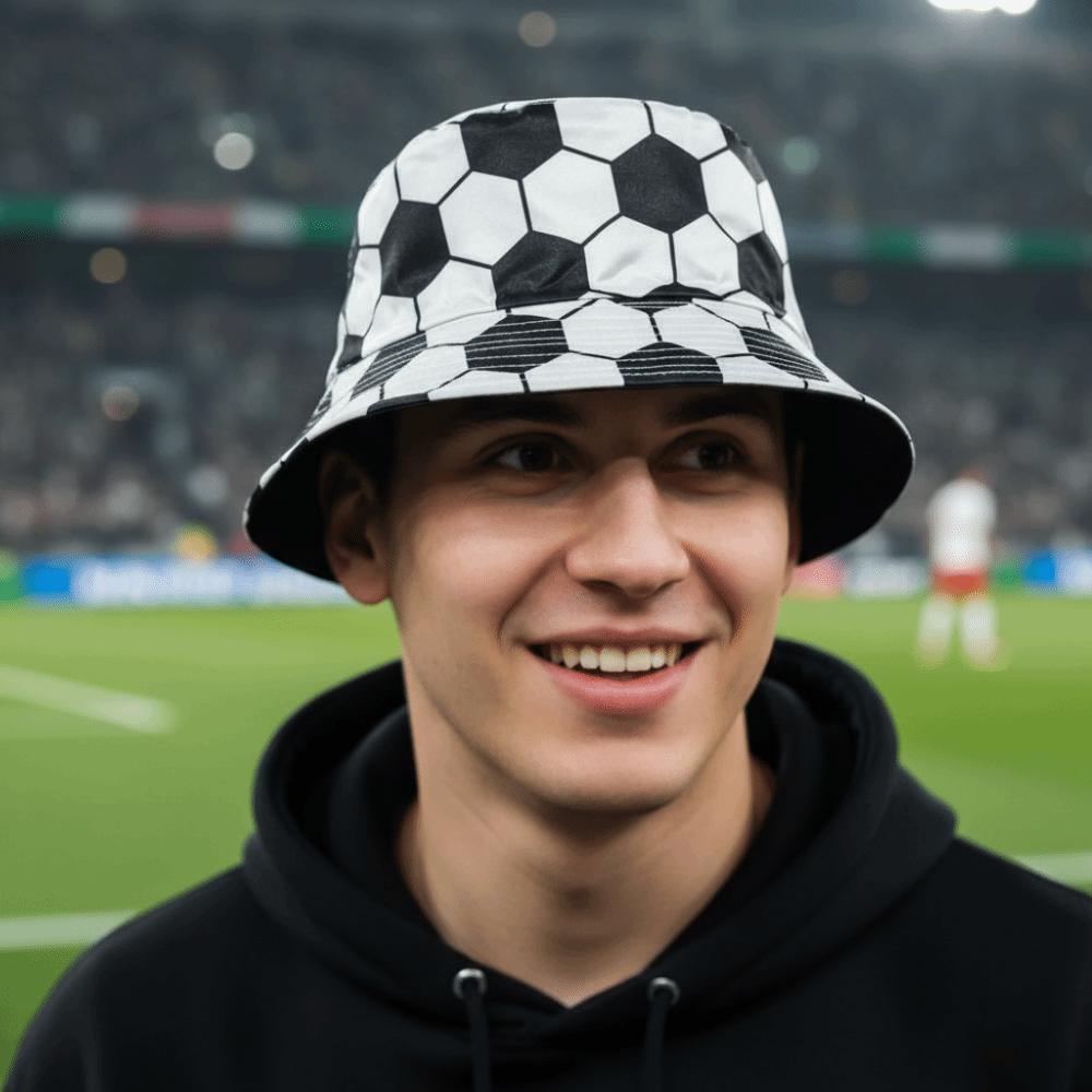 Folding Soccer Pattern Bucket Cap Korean Style Football Fisherman Hat Sunscreen Basin Cap Work