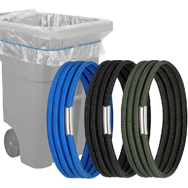 Trash Can Rubber Bands, Fit 13-30 Gallon Garbage Can, Set of 3 Elastic Trash Can Bands Heavy Duty for Kitchen Bathroom, Garbage Bin & Litter Box