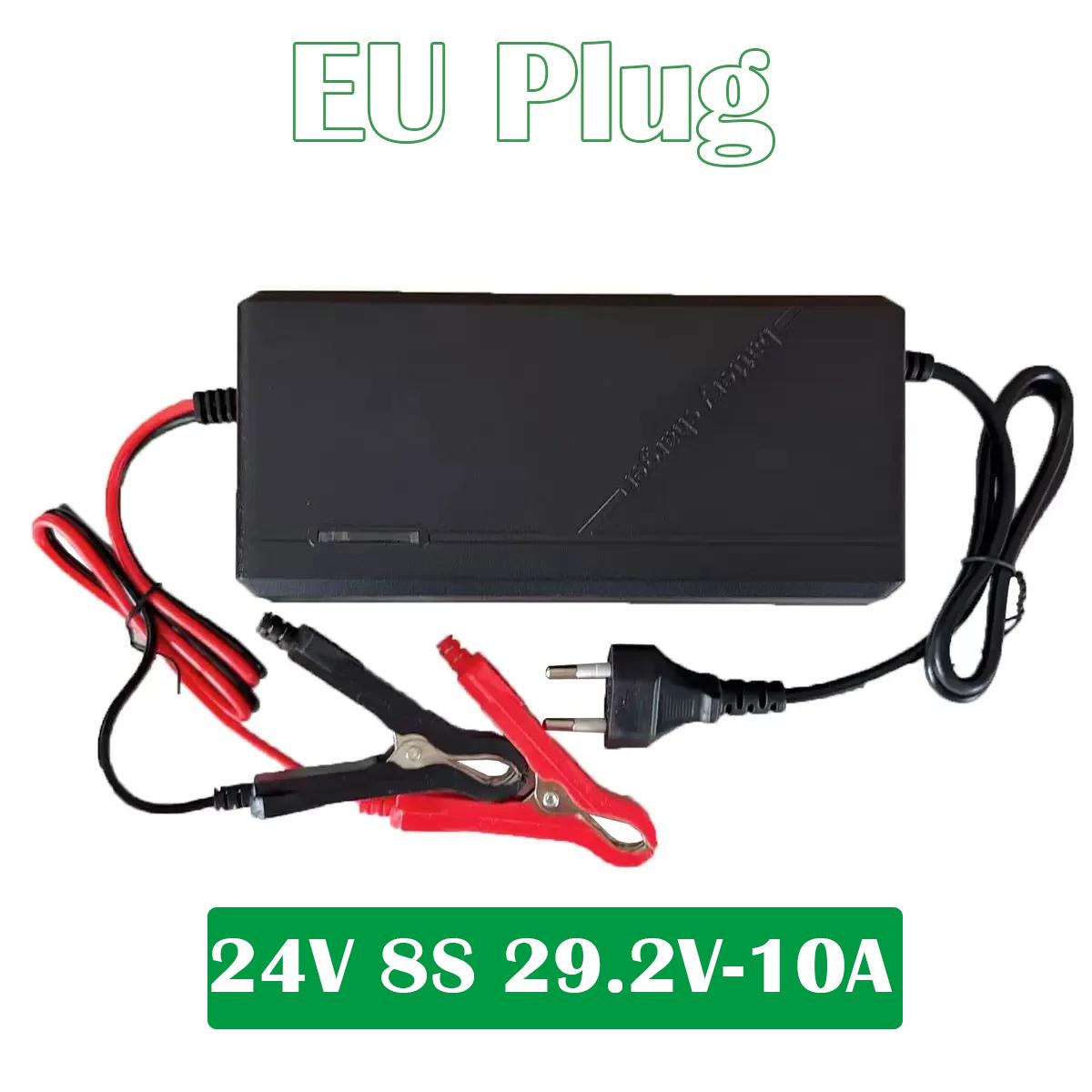 

Зарядний пристрій LiFePo4 12V 24V 5A 10A Зарядний пристрій для автомобільного акумулятора 110-220V Розумний зарядний пристрій для акумулятора 14.6V 29.2V Швидкий зарядний пристрій для автомобіля Швидка зарядка З затискачами-крокодилами 29.2V 10A чорний
