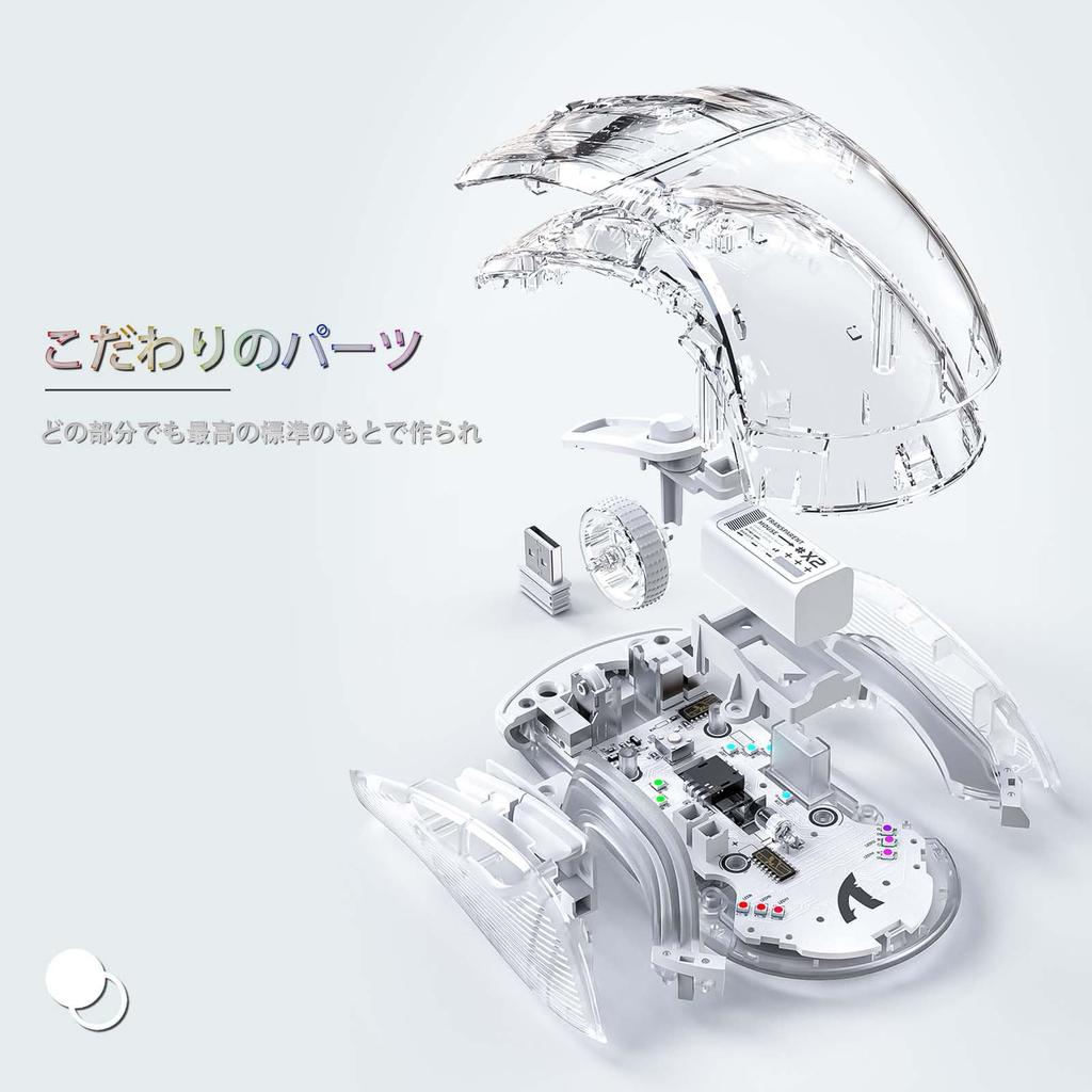 MAMBASNAKE x ATTACK SHARK X2 Gaming Transparent Skeleton PixArt Wireless RGB 530mAh Compatible with and PS4 Retailer White Mouse, Design, Stylish,