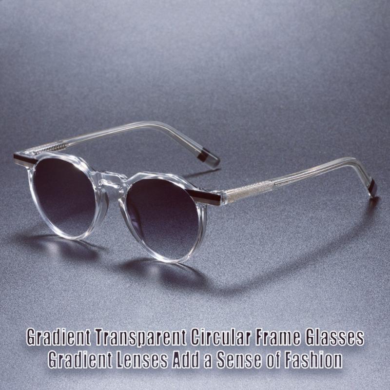 New Fashionable Elegant And Sophisticated Sunglasses Uv400 Color-Blocked Transparent Round Frame Uv-Protective Sunglasses