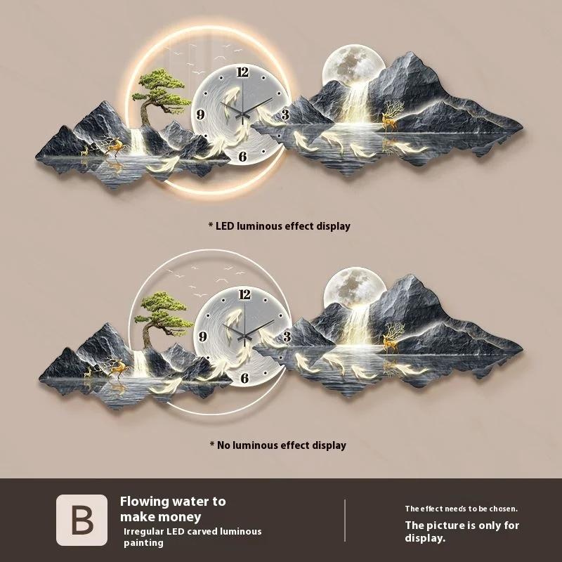 Modern luxury living room clock hanging painting home wall decoration LED wall lamp Nordic lobby bedroom visual atmosphere light