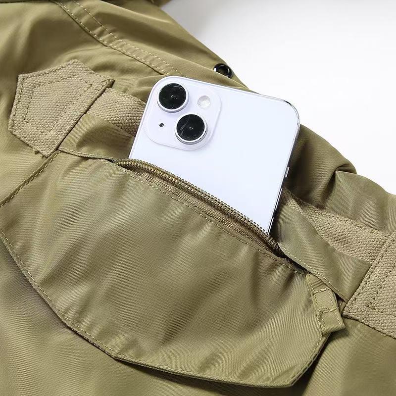 Autumn-Winter MA1 Cotton-Padded Thick Pilot Workwear Baseball Jacket, Loose Fit, Plus Size