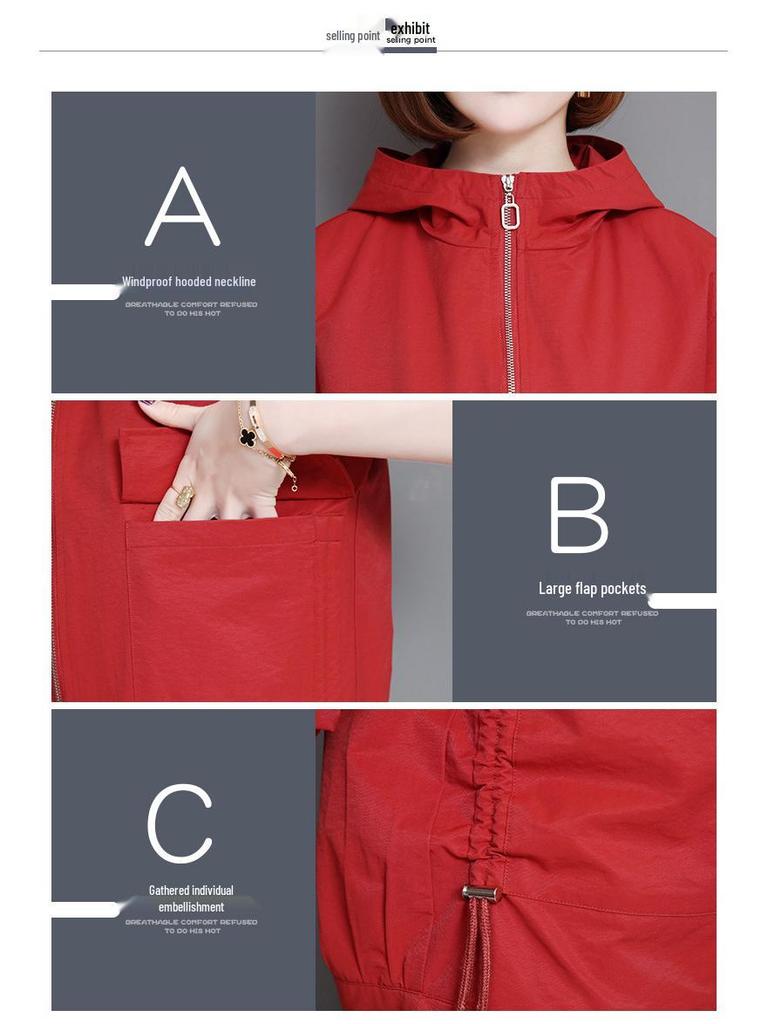 Women's Petite Hooded Trench Coat - Casual & Stylish for Spring & Autumn