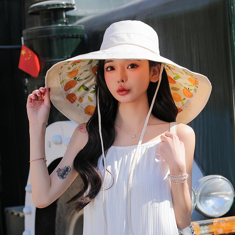 Bucket Hat Women Plus Large Eaves Sunshade Double-Sided Sun Protection Hat Casual Simple Travel Uv Protection Hat