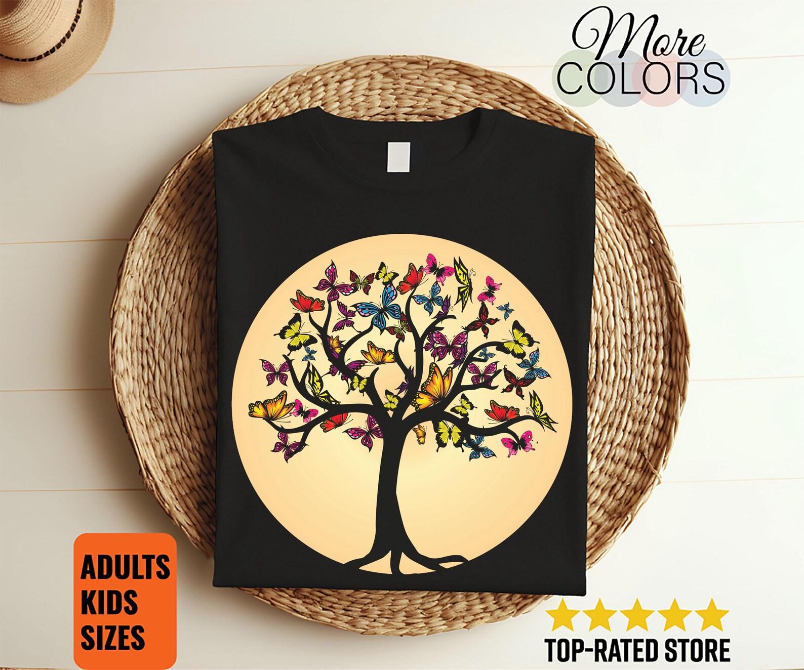 Beautiful Butterflies Butterfly Tree T-Shirt, Lepidopterology Unique Botanical Gifts Insect Tees, Entomologist Entomology, Birthday Present, 130