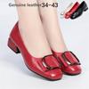 Chaussures de Marque Talons Épais Escarpins pour Dames Cuir Véritable Chaussures de Fête Mariage Femmes Cuir Souple Vachette Noir Chaussures de Travail Bureau