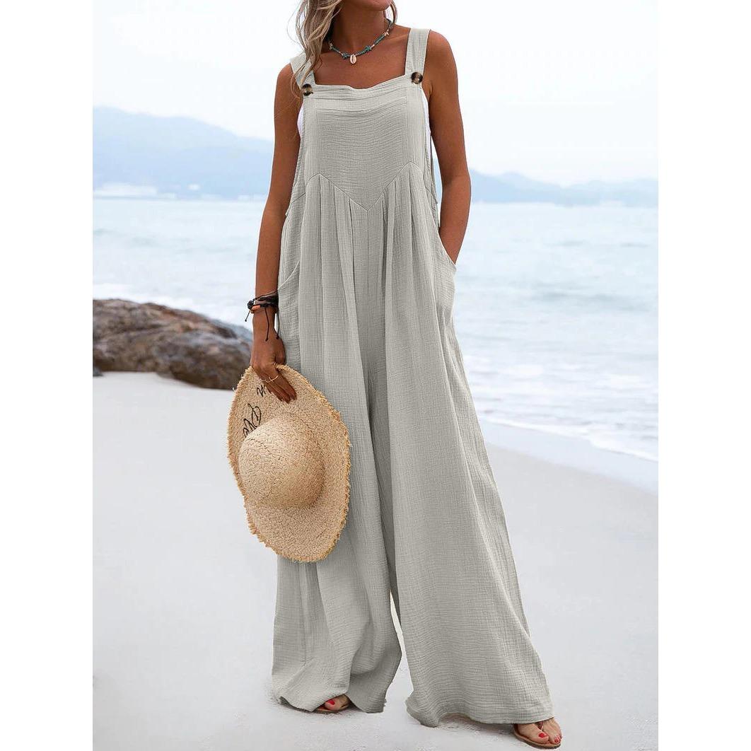 

Danmo модный женский свободный комбинезон без рукавов с открытыми плечами, однотонный повседневный комбинезон, широкие комбинезоны размера плюс XS-3XL XS серый