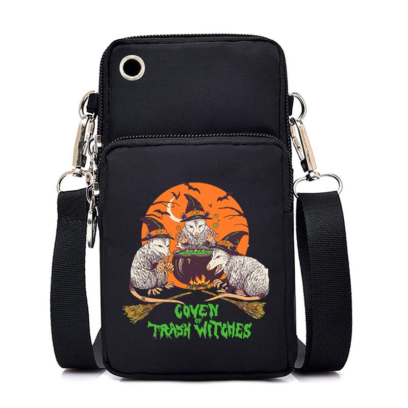 Ženy Mini taška na mobil Kreslená dýně Cat Crossbody Kabelky Halloween Muži Tote Peněženka Peněženka Taška přes rameno Kabelky pro teenagery