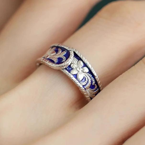 Sam Panda 925 Silver Simple Ring For Women Fine Jewelry Finger Adjustable Open Vintage Big Ball Ring For Party Birthday