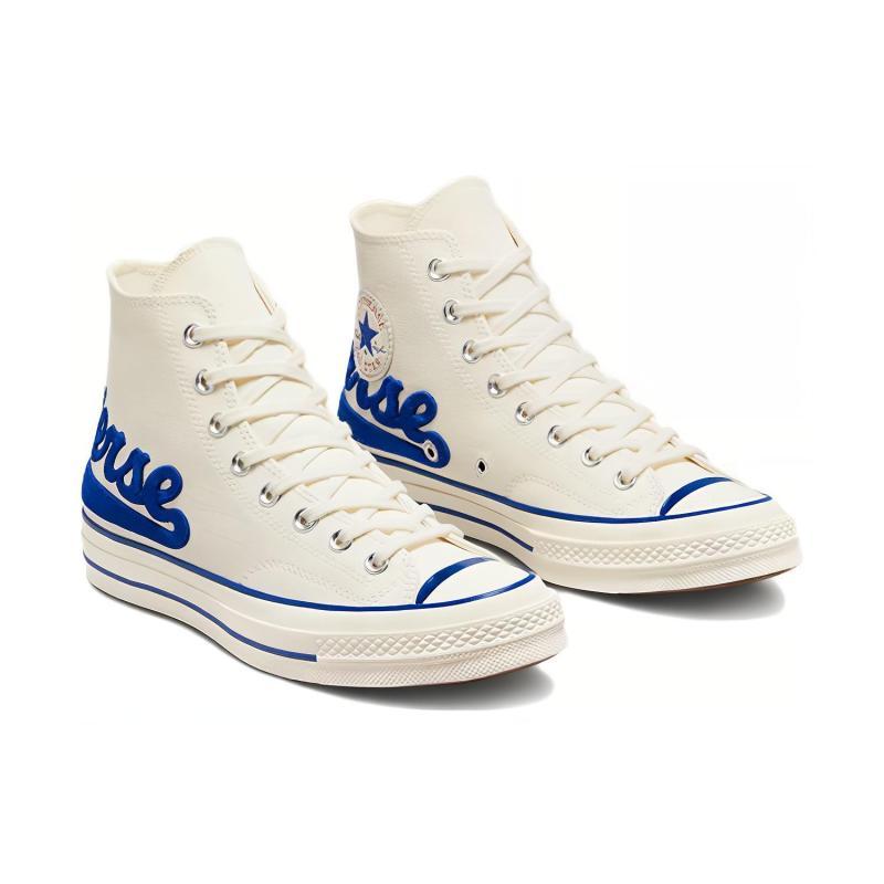 Converse 1970s Chuck Taylor All Star Classic Trend High-Top Canvas Shoes Unisex Milk White Blue
