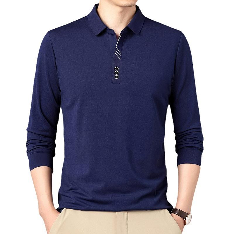 Men's Spring Long Sleeve Polo Shirt Lapel T-Shirt Men's Fashion Korean Edition Youth Leadership Top