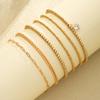 6Pcs/Set Gold Color Heart Crystal Beaded Bracelets for Women Vintage Punk CCB Stretch Pendant Bracelets Set Simple Jewelry Gifts