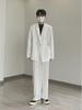 Unisex White Korean Casual Suit Jacket for Autumn/Winter