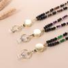 Creative Crystal Beads Lanyard for ID Badges Natural Fashion Badge Card Holder Hanging Rope Badge Clips Women's Lanyard Necklace