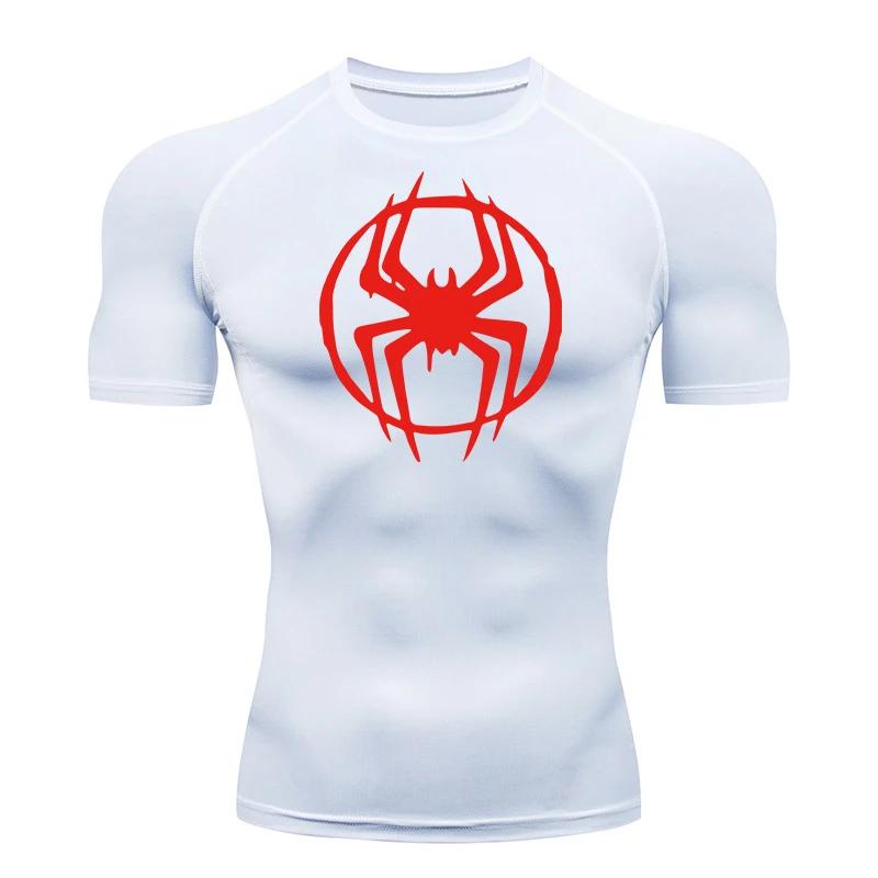 Spider Graphic Compression Shirts for Men Gym Workout Running Tshirt Summer Athletic Quick Dry Tees Tops Short Sleeve Rash Guard