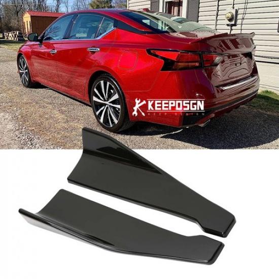 Pair &48CM Glossy Black Rear Bumper Lip Splitter Side Skirt For Toyota Corolla