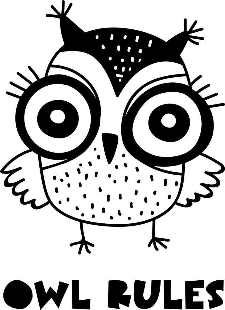 Printtoo Scrap-booking Owl Rules Text & Baby Owl Pattern Square Wooden Rubber Stamp-2 X 2